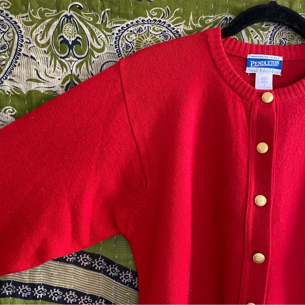Pendleton Red Virgin Wool Button Down Grandma Sca… - image 7